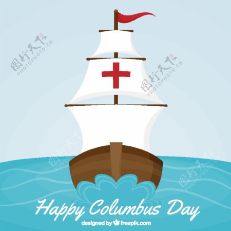 帆船航行的哥伦布日背景