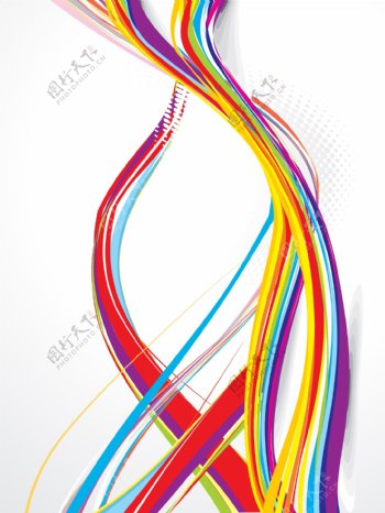 彩色动感曲线矢量素材图片
