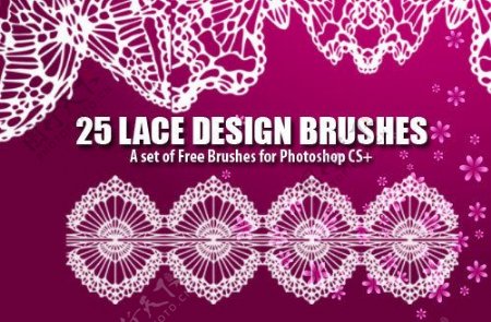 25种高分辨率蕾丝花纹图案图形Photoshop笔刷素材