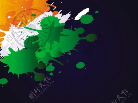 印度国旗主题背景与蹩脚的三色在深蓝色的backgground为republuc日效应