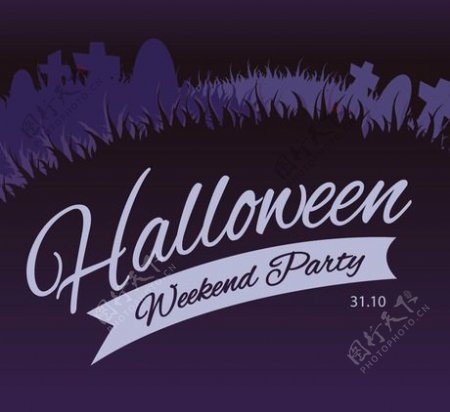 紫色halloween万圣节矢量素材
