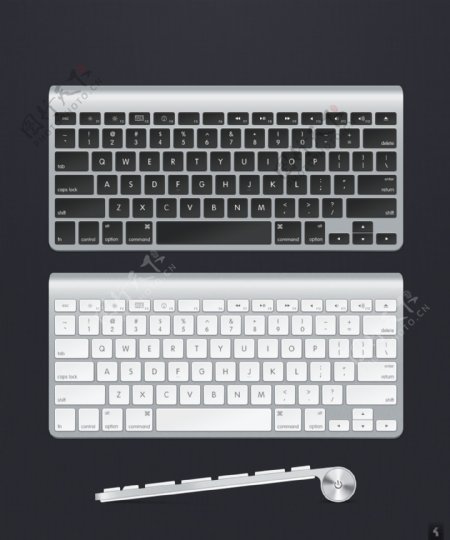 苹果电脑键盘黑白两色PSD素材