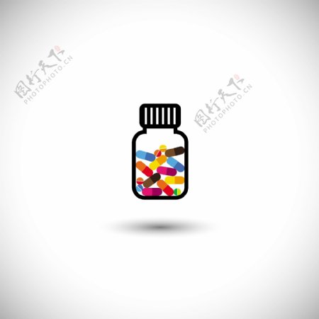 一瓶彩色药片