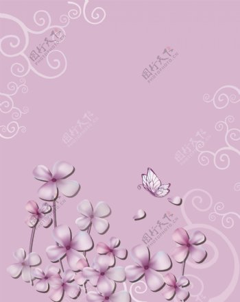 手绘紫色花朵背景