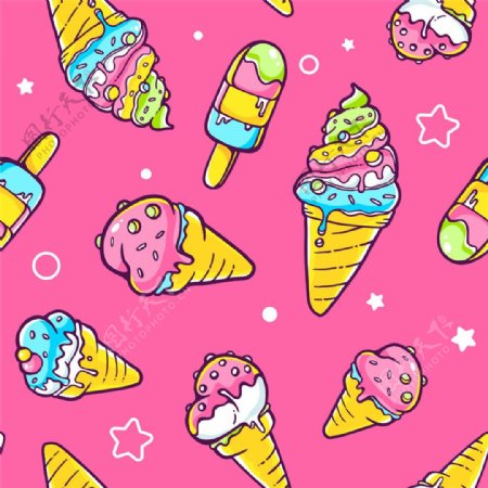 彩色冰淇淋卡通背景图片