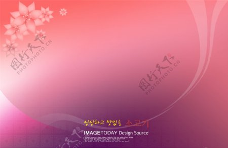 韩文红色花纹背景