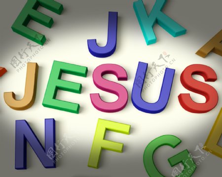 耶稣用塑料的孩子的信