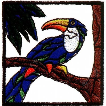 绣花动物鸟类色彩五颜六色免费素材