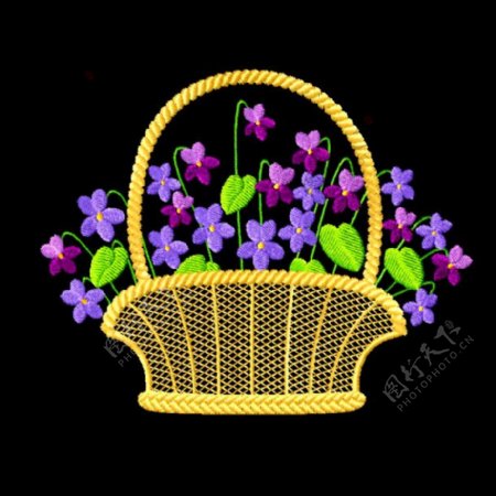 绣花植物花卉色彩毛衣绣花免费素材