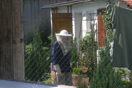 戴着帽子的园艺工人