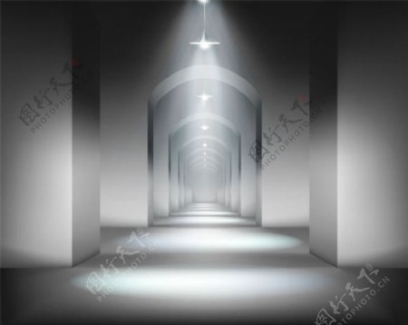 灯光下的走廊图片