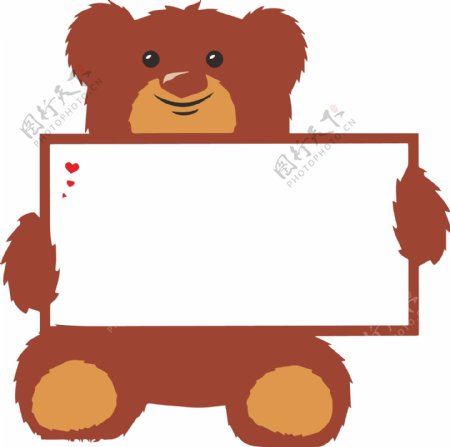 温馨提示举牌动物举牌举白板提示指示警示牌动物熊