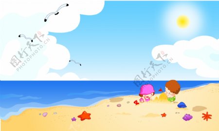 夏季儿童海滩背景