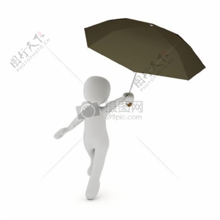 撑着雨伞的小人