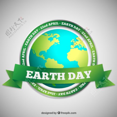 创意世界地球日标签矢量素材图片