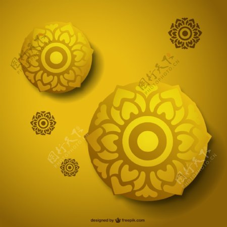 金色花朵圆盘