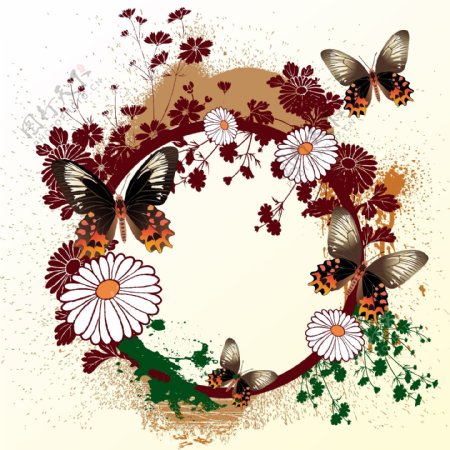 蝴蝶花卉素材背景设计