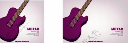 紫色的吉他插画背景