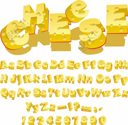 奶酪创意字母矢量