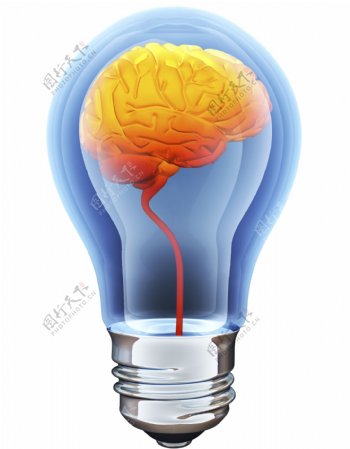 脑模型灯泡创意图片
