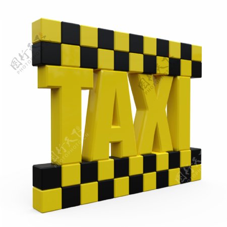 黄色立体TAXI标识图片