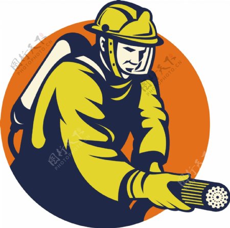 消防队员或消防员针对消防水带