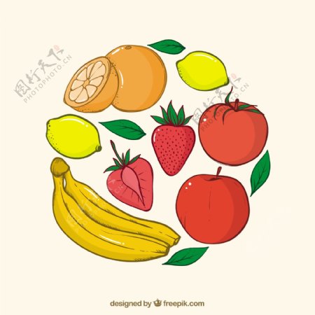 彩色水果手绘背景