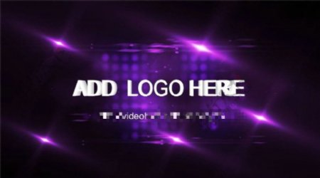 紫色舞台灯光中的logo展示片头AE模板