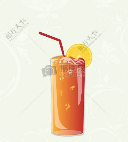 手绘橙色果汁