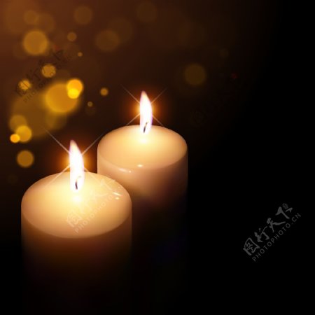 蜡烛与光晕背景矢量素材下载