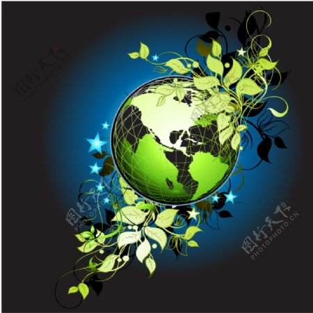 绿叶生态地球矢量素材