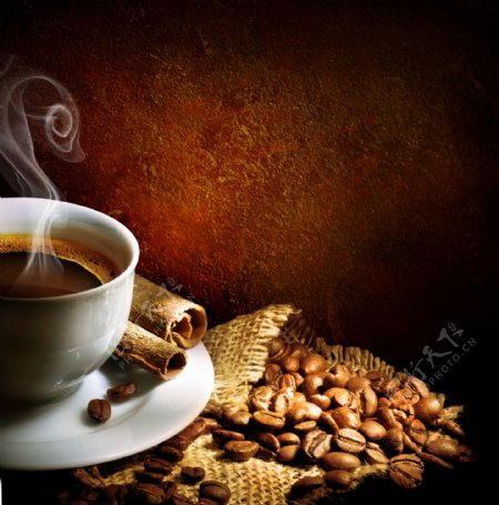 咖啡与咖啡豆背景