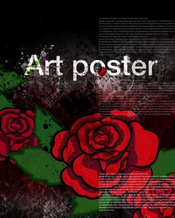 红色玫瑰花朵图案背景PSD分层素材