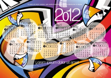 2012新年年历模板