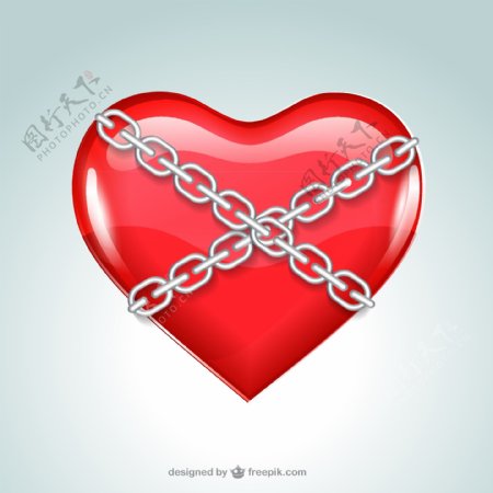 创意铁链捆住的爱心