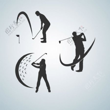 高尔夫球手剪影矢量素材下载
