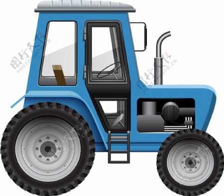 蓝色拖拉机设计矢量素