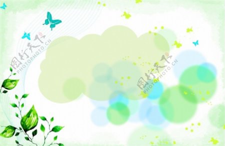 绿色手绘花纹PSD背景图