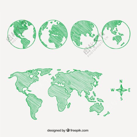 世界和大陆的草图