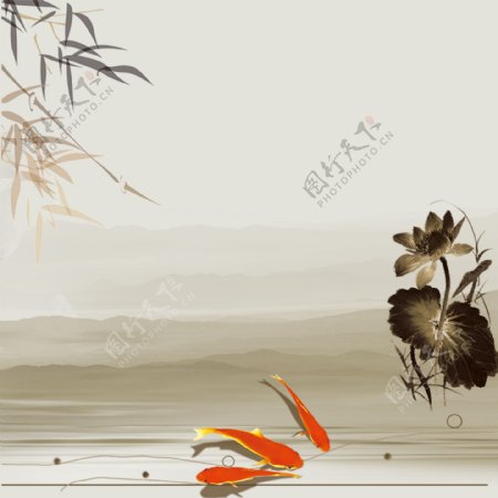 水墨中国风花卉背景