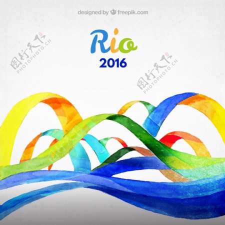 水彩丝带里约奥运会2016背景矢量图