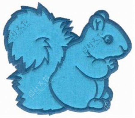绣花动物松鼠色彩蓝色免费素材