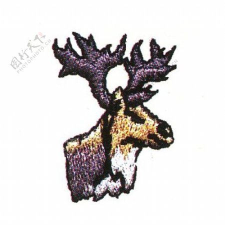 绣花动物鹿色彩彩色免费素材
