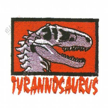 绣花动物文字英文tyranndsaurus免费素材