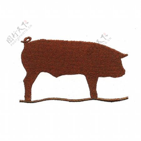 绣花动物猪色彩棕色免费素材