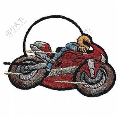 绣花驾驶员交通工具摩托车免费素材