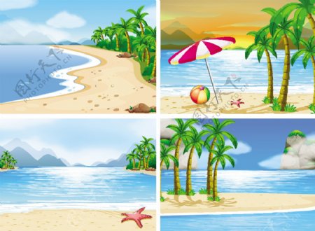 沙滩风景插画