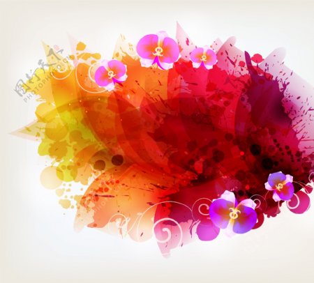 精美彩墨花卉背景图片