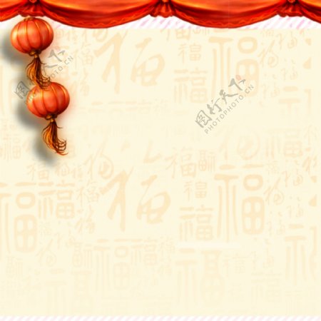 中国风福字灯笼背景