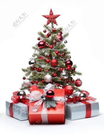 圣诞树与礼品背景